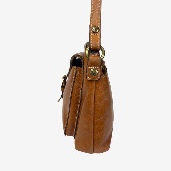 Patricia Nash Saddle Tan Leather Crossbody Bag Vintage Buckle Front Purse - Picture 14 of 16
